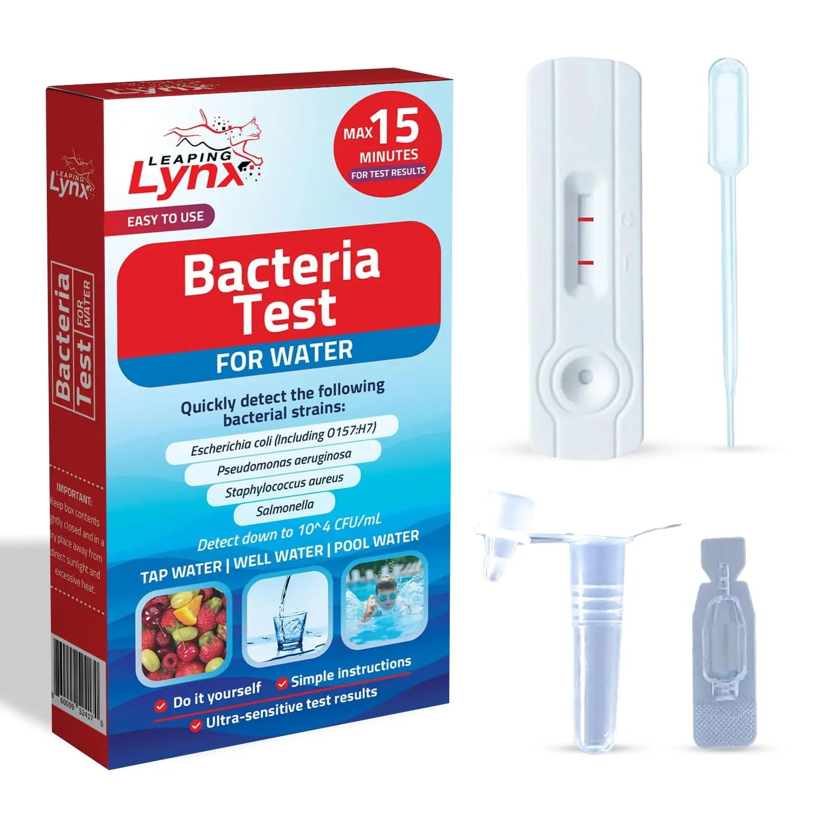Bacteria Water Test Kit – Coliform, E. coli & Salmonella Detection for Well & Tap Water | Rapid Home Drinking Water Screening Kit with Lab-Quality Results | Leaping Lynx Leaping LynxBuy Supplements Australia