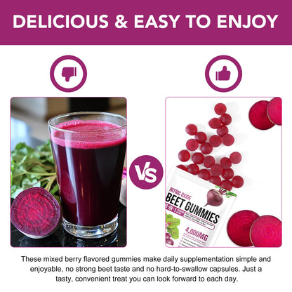 Beet Root Gummies Enriched with 200mg CoQ10 & Beet Root Extract for Blood Pressure, Heart Health Support, Energy Level Suport, Promoting Nitric Oxide