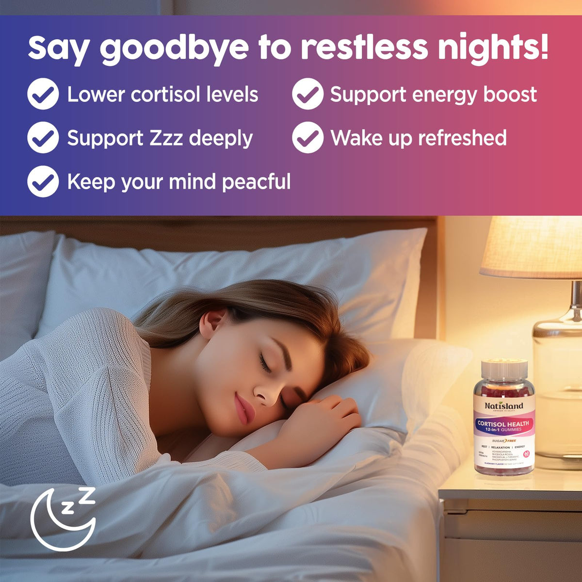 Cortisol Gummies, 12-in-1 Cortisol Reducer, with Magnesium Glycinate, Ashwagandha, L-Theanine, Phosphatidylserine, Vitamin B6 & D3, Rhodiola Rosea, for Men & Women, Sugar-Free, Vegan, NON-GMO, 60CT NATISLANDBuy Supplements Australia