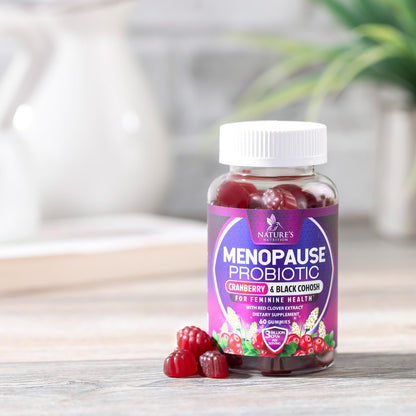 Menopause Supplement Gummies - 3 Billion CFU Women's Probiotics - Advanced Menopause Relief Formula for Women with Black Cohosh & Red Clover - Mild Hot Flashes & Night Sweats Support - 60 Gummies Nature's NutritionBuy Supplements Australia