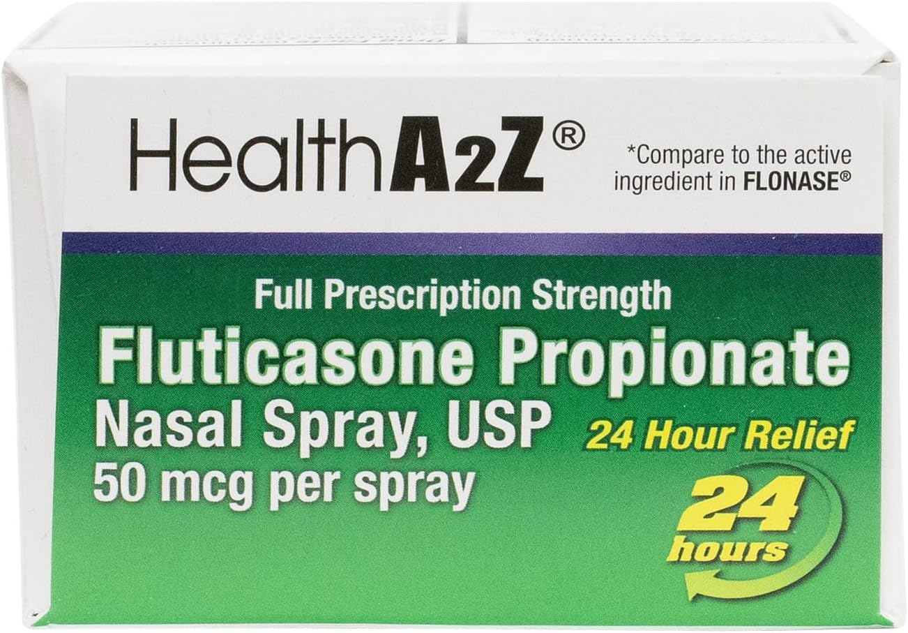HealthA2Z® Allergy Relief, Fluticasone Propionate 50mcg, Nasal Spray, 24-Hour Allergy Relief, Nasal Decongestant, Dye Free, 72 Sprays (0.38 fl oz) HealthA2Z buy supplements Au