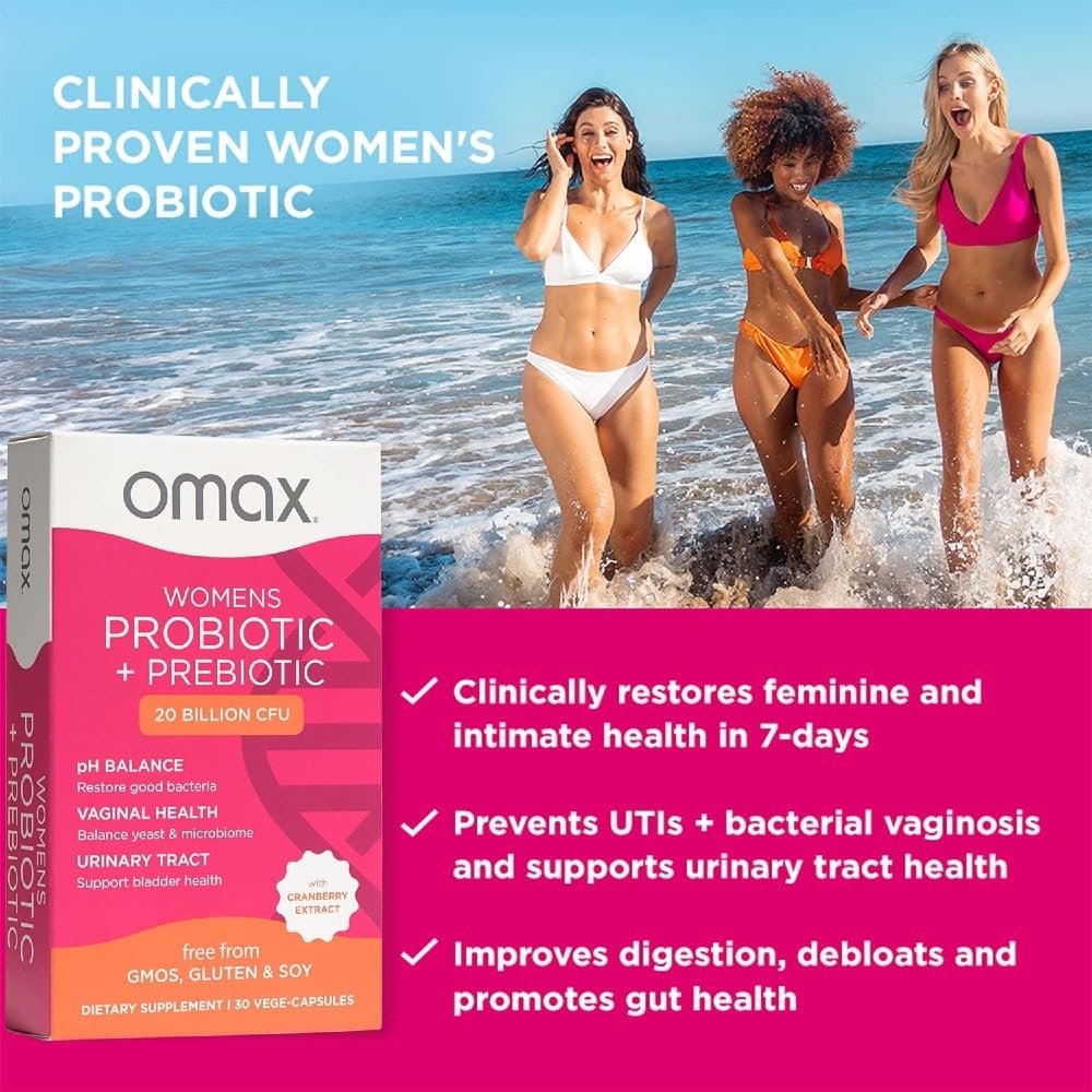 2 Pack Omax Prebiotics & Probiotics for Women, pH Balance, Vaginal Health, Urinary Tract, Yeast Omax3Buy Supplements Australia