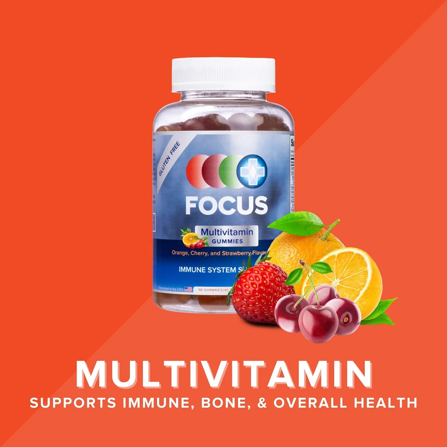 Focus Multivitamin Gummies | Flavored Vitamin Supplement | Boost Energy Levels | Support Overall Health | Daily Dietary Vitamin | Focus Vision Supplements