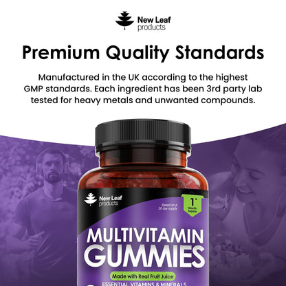 Multivitamin Gummies High Strength for Men Women - Vegetarian +14 Essential Vitamins NEW LEAF PRODUCTSBuy Supplements Australia