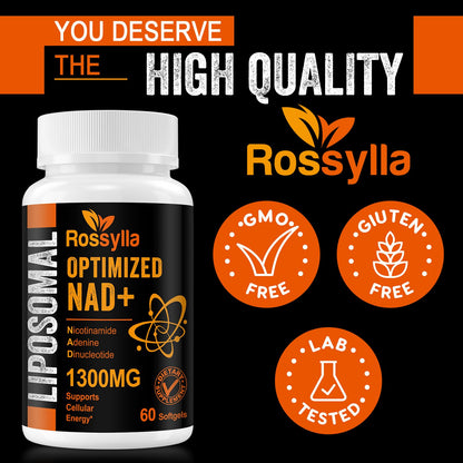 Rossylla 1300 MG Liposomal NAD+ Supplement | Highest Absorption | Purest NAD Supplemet to Boost NAD+ Effetively | Boosting NAD+ Supplement for Aging Defese, Cellular Energy, Longevity | 120 Count RossyllaBuy Supplements Australia