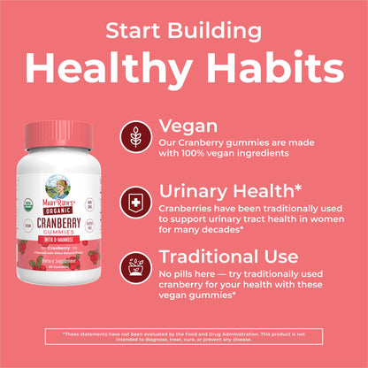MaryRuth Organics Organic Cranberry Gummies - 500mg Supplement | Urinary Tract Health for Women | with D Mannose | Traditional Use MARYRUTH'S canada supplements