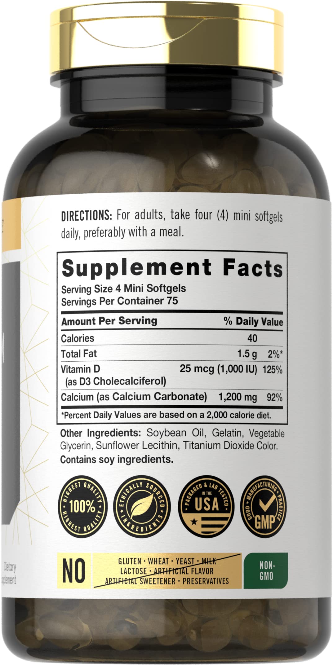 Carlyle Calcium 1200 mg with Vitamin D3 | 300 Softgels | Non-GMO and Gluten Free Supplement Carlyle buy supplements Au