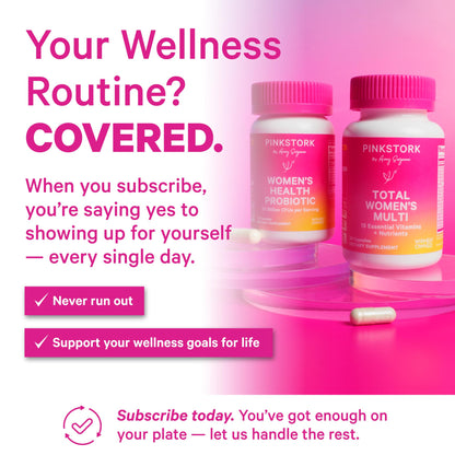 Pink Stork Total Women's Multivitamin - 19 Essential Vitamins for Women & Nutrients – Energy, Metabolism, Hormone, Immune & Mood Support – B6, B12, Biotin, Iron & Zinc – 30 Capsules Pink StorkBuy Supplements Australia