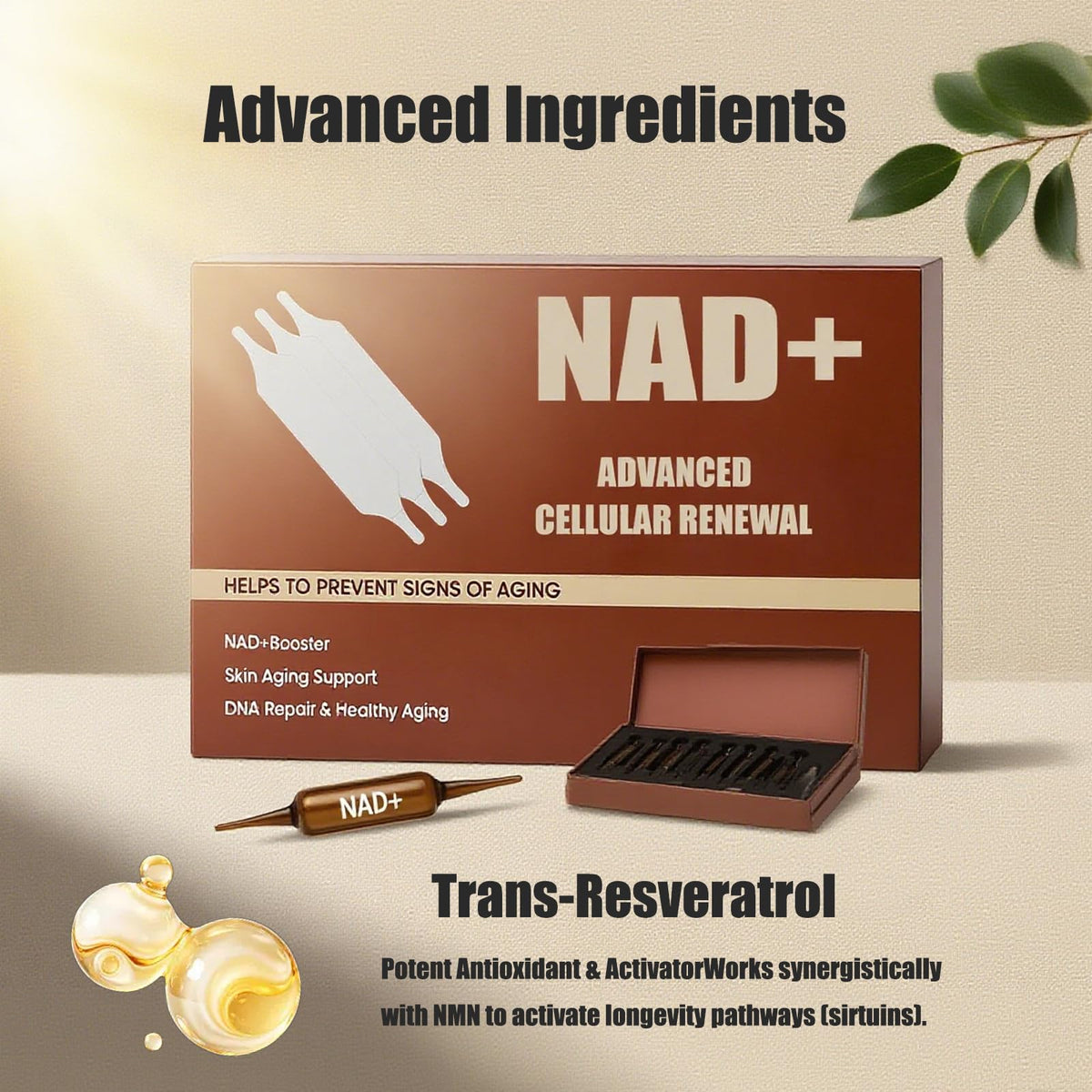 NAD+ Advanced Cellular Renewal Supplement 1200mg - Skin Anti-Aging & Energy Boost Support - 10 Vials CKPCKPBuy Supplements Australia