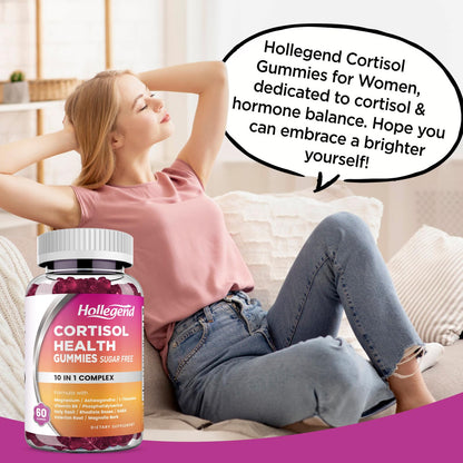 HOLLEGEND Cortisol Supplements for Women Men, Cortisol Gummies with Ashwagandha, Magnesium, L-Theanine, Phosphatidylserine, B6 for Cortisol Detox, Relaxation, Sleep, Focus, Sugar-Free, Vegan, 60 HOLLEGENDBuy Supplements Australia