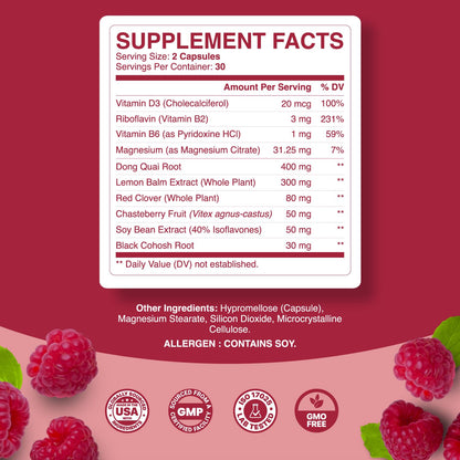 Phytoral Complete Herbal Menopause Supplement for Women - Female Hormone Balance Capsules for Night Sweats Hot Flashes & Mood Swings with Dong Quai, Chaste Berry & Black Cohosh Root - 60 Count Pack PhytoralBuy Supplements Australia