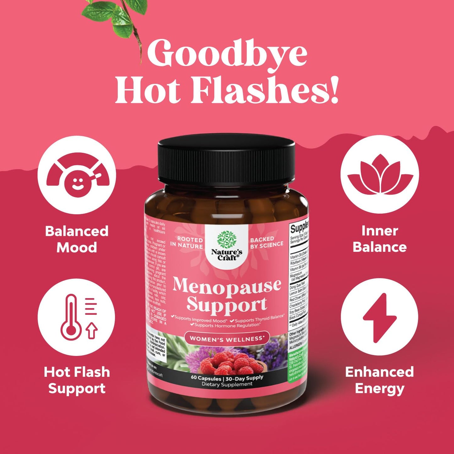 Complete Herbal Menopause Supplement for Women - Multibenefit Menopause Relief Hormone Balance Natures CraftBuy Supplements Australia