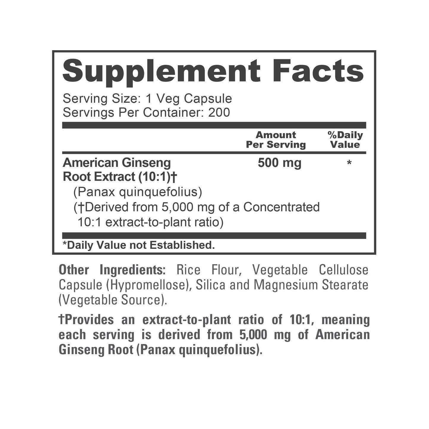 NusaPure American Ginseng 10:1 Extract, 500 mg Equivalent to 5000mg - 200 Veggie Capsules (Vegetarian, Non-GMO, Vegan) NusaPureBuy Supplements Australia