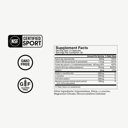 Momentous Brain Drive Nootropic Supplement - Brain Supplement for Memory & Focus Support - NSF Certified for Sport - GMO- & Gluten-Free - 30 Servings MomentousBuy Supplements Australia