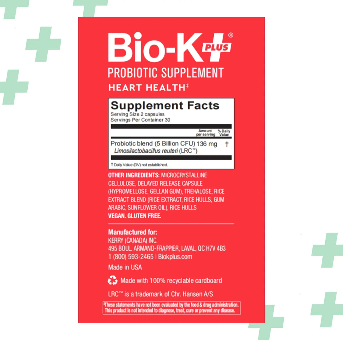Bio-K+ Probiotics for Heart Health with Limosilactobacillus reuteri LRC – Heart Health Probiotic for Cholesterol & Cardiovascular Support, 5 Billion CFU, Vegan, Shelf-Stable – 60 Capsules Bio-K PlusBuy Supplements Australia
