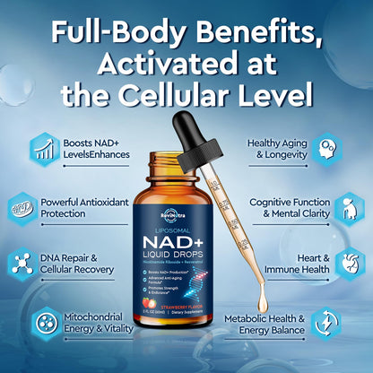 Liposomal NAD+ Liquid Supplement, Nad Resveratrol Supplement for Women & Men, Nicotinamide Riboside with PQQ, CoQ10, Quercetin for Anti-Aging, Brain, Cellular Energy Health, Strawberry Flavor, 2 Fl Oz ReviNutraBuy Supplements Australia