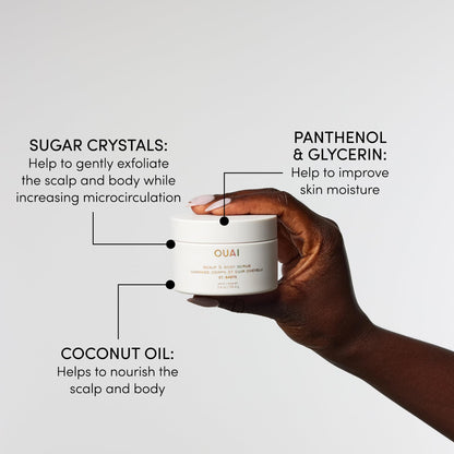 OUAI Scalp & Body Scrub, St. Barts Travel Size - Exfoliating Body Scrub with Sugar & Coconut Oil Blend for Smooth, Moisturized Skin - Gentle Scalp Exfoliator for Removing Product Build Up (3.4 oz) OUAIBuy Supplements Australia