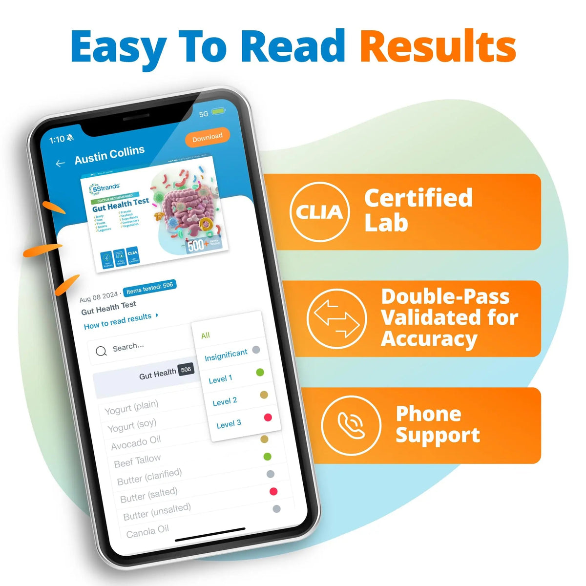 5Strands Gut Health Test for Adults & Kids, 500+ Items Tested, At-Home Hair Sample Screening for Food Intolerances Linked to Digestive Issues, Skin Irritation, Brain Fog & Headaches, Results in 4 Days 5StrandsBuy Supplements Australia