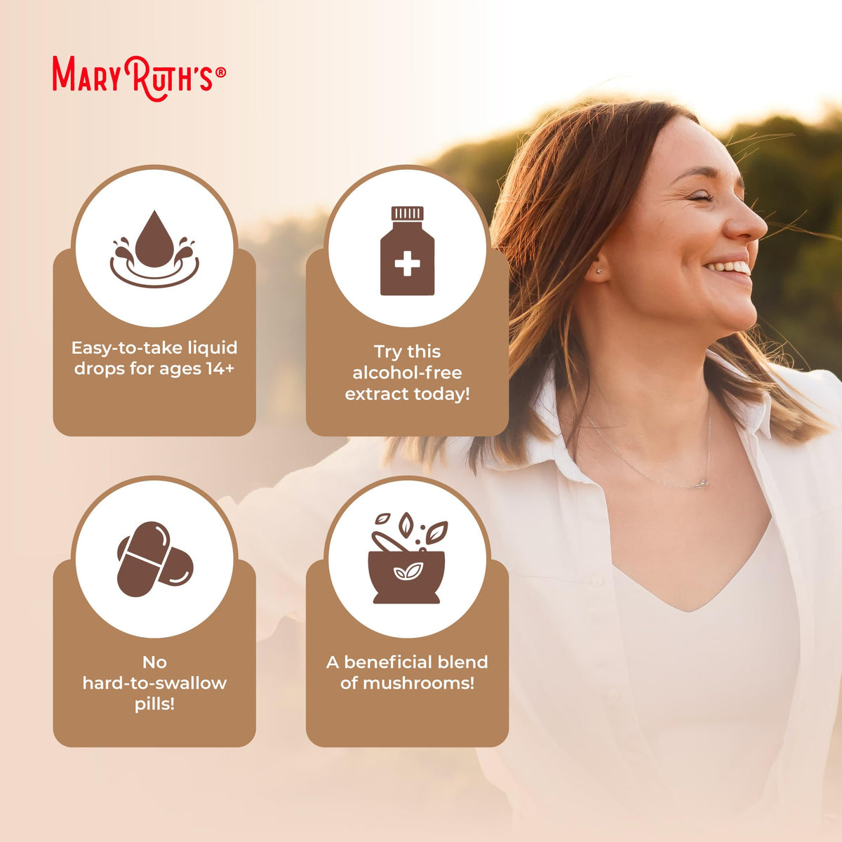 MaryRuth's Mushroom Complex | Lion's Mane | Turkey Tail | Reishi Mushroom | Shiitake Mushrooms | Alcohol Free | Mushroom Blend | Organic | Non-GMO | Vegan | 30 Servings MARYRUTH'SBuy Supplements Australia