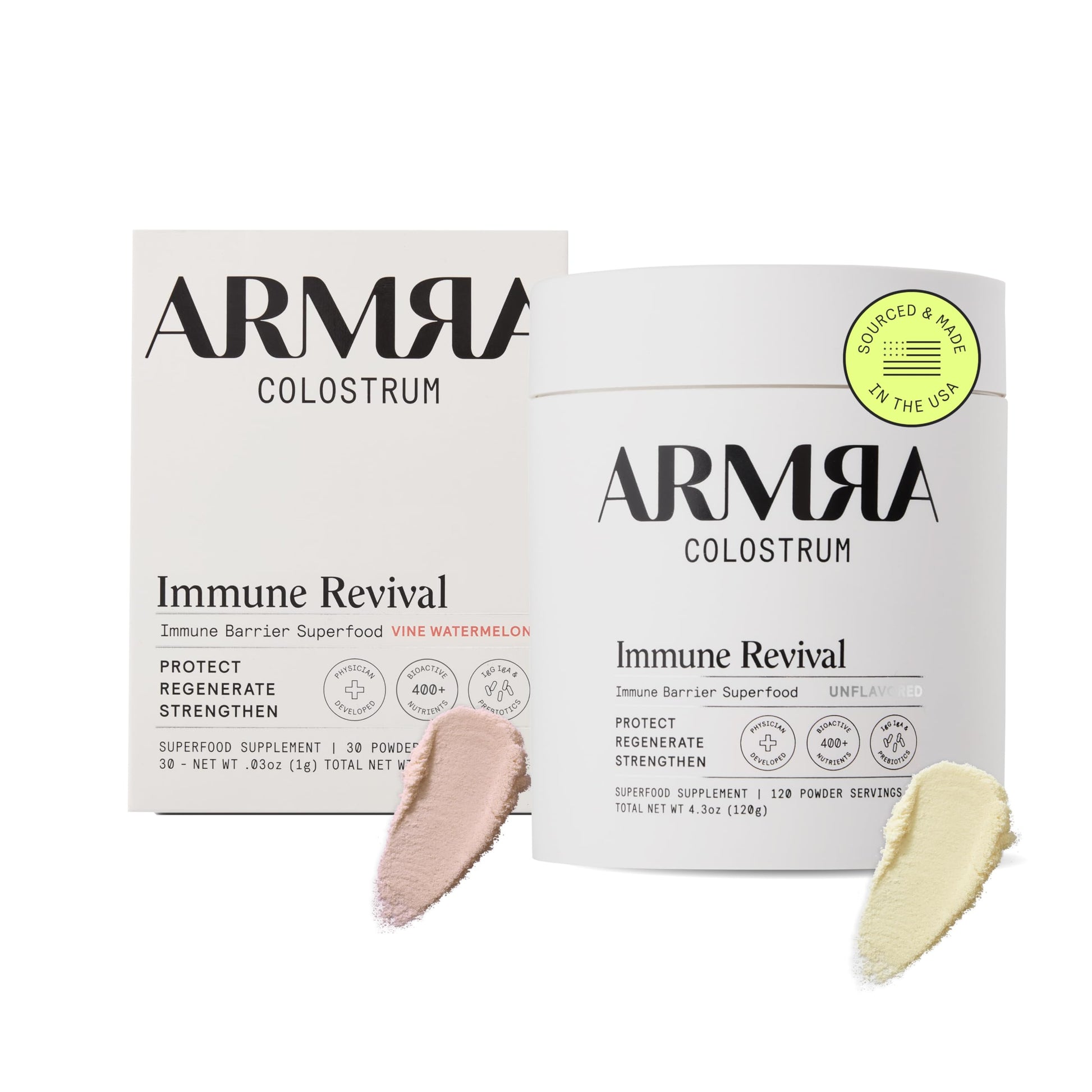 ARMRA Colostrum™ Premium Powder, Grass Fed, Gut Health Bloating Immunity Skin & Hair, Contains 400+ Bioactive Nutrients, Keto, Gluten & Fat Free (Vine Watermelon, Unflavored Bundle | 150 Servings) ARMRABuy Supplements Australia
