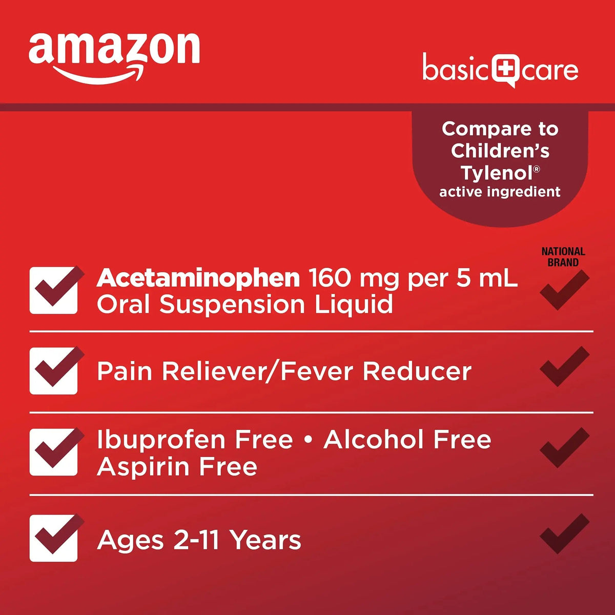 Amazon Basic Care Children's Pain Reliever and Fever Reducer, Acetaminophen 160 mg per 5 ml, Bubblegum Flavor, for Headache and Sore Throat, Ages 2-11 Years, 4 fl oz Amazon Basic CareBuy Supplements Australia