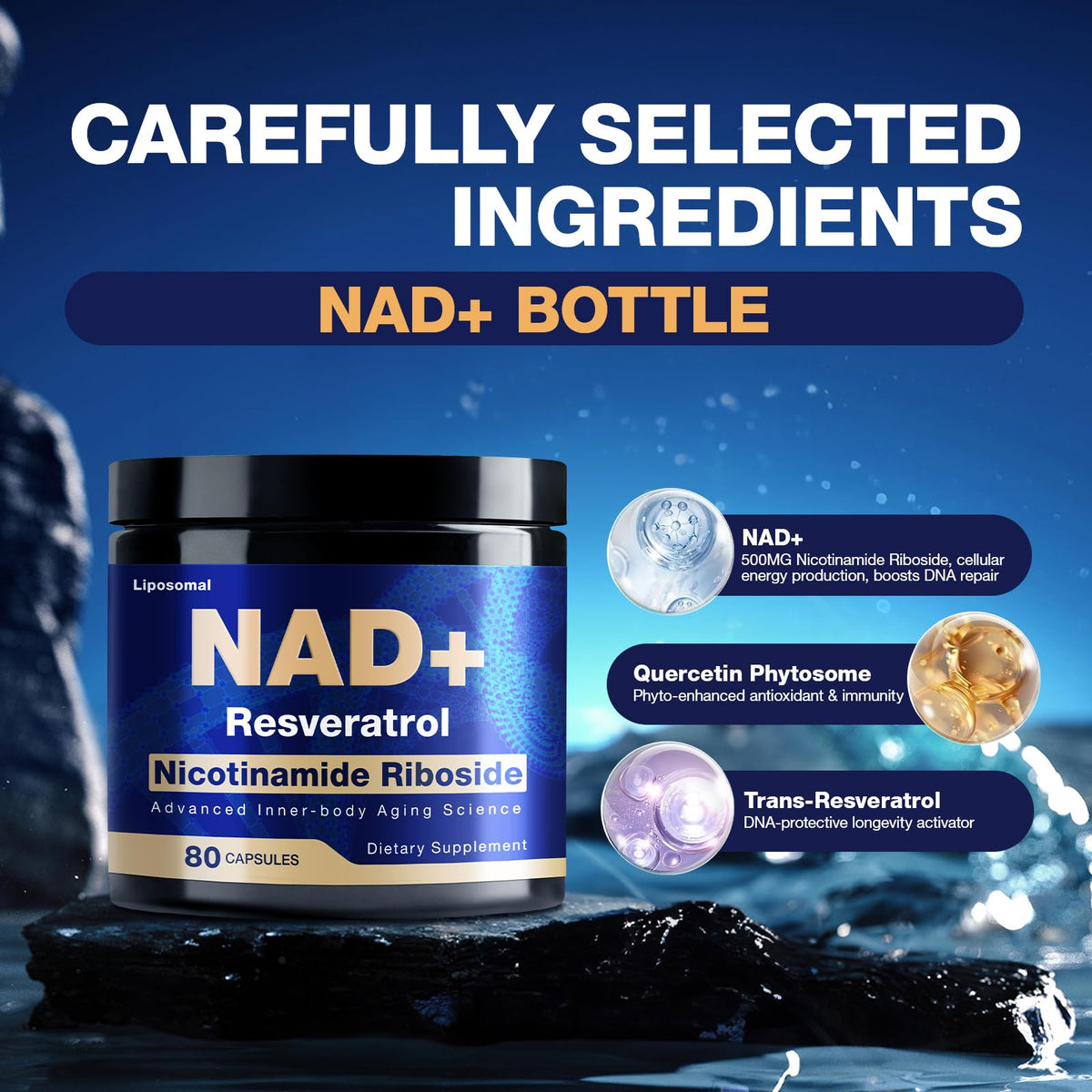 NLMUBR LUCKSIT NAD Supplement - NAD Nicotinamide Riboside Resveratrol 900mg, NAD Supplements for Women & Man, Liposomal NAD+ for Anti Aging & Cell Regenerator, 80 Capsules NLMUBR LUCKSITBuy Supplements Australia