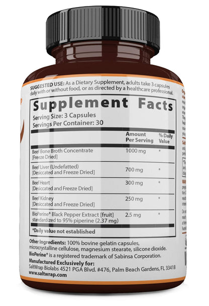 SaltWrap Organ Therapy - Grass Fed Beef Organ Meat Complex Supplement with Organic SaltWrapBuy Supplements Australia