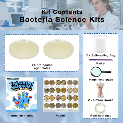 Giant Microbiology Bacteria Science Kit for Kids:2 XL 150mm Prepoured Nutrient Agar Plates, Petri Dishes with Agar & Colony Characteristics Poster for School Projects & Educational Gifts MosynexBuy Supplements Australia
