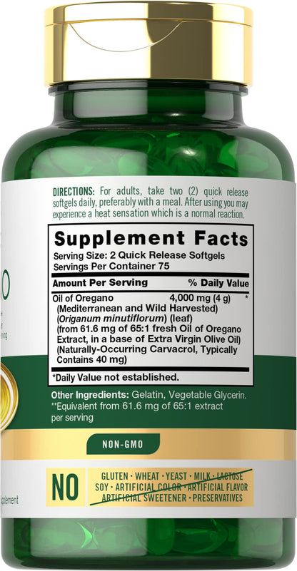 Oregano Oil Extract | Max Potency | 150 Softgel Capsules | Non-GMO and Gluten CarlyleBuy Supplements Australia