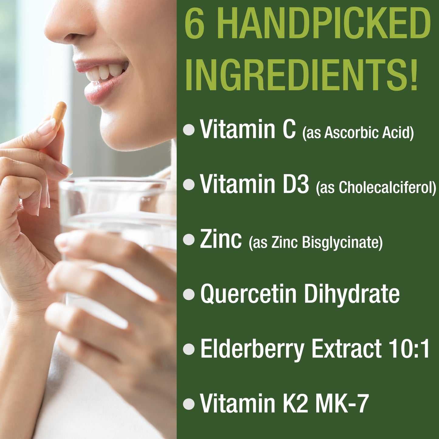 Immune Support Supplement with 6 Top Ingredients. Vitamin D3 K2 + Vitamin C + Elderberry + Zinc + Quercetin. Includes 5000 IU Vitamin D. Immunity Capsules. Supplements for Women and Men Peak PerformanceBuy Supplements Australia