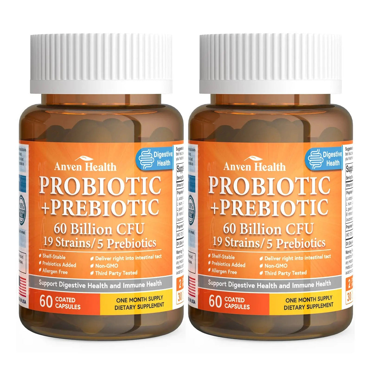 Anven Health 60 Billion Probiotics for Women and Men 19 Strains 5 Organic Prebiotics for Gut Digestive & Immune Health, Supports Diarrhea Gas Bloating, Vegan Probiotic Supplement Formula丨120 Caps Anven Health buy supplements Au