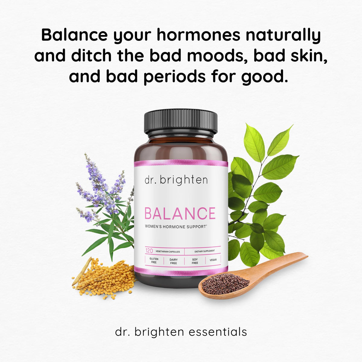 Dr. Brighten Balance - Hormone Balance for Women with Chasteberry and DIM - Targets Hormonal Acne, Period Issues, & PMS - Vegan, Non-GMO Dr. BrightenBuy Supplements Australia