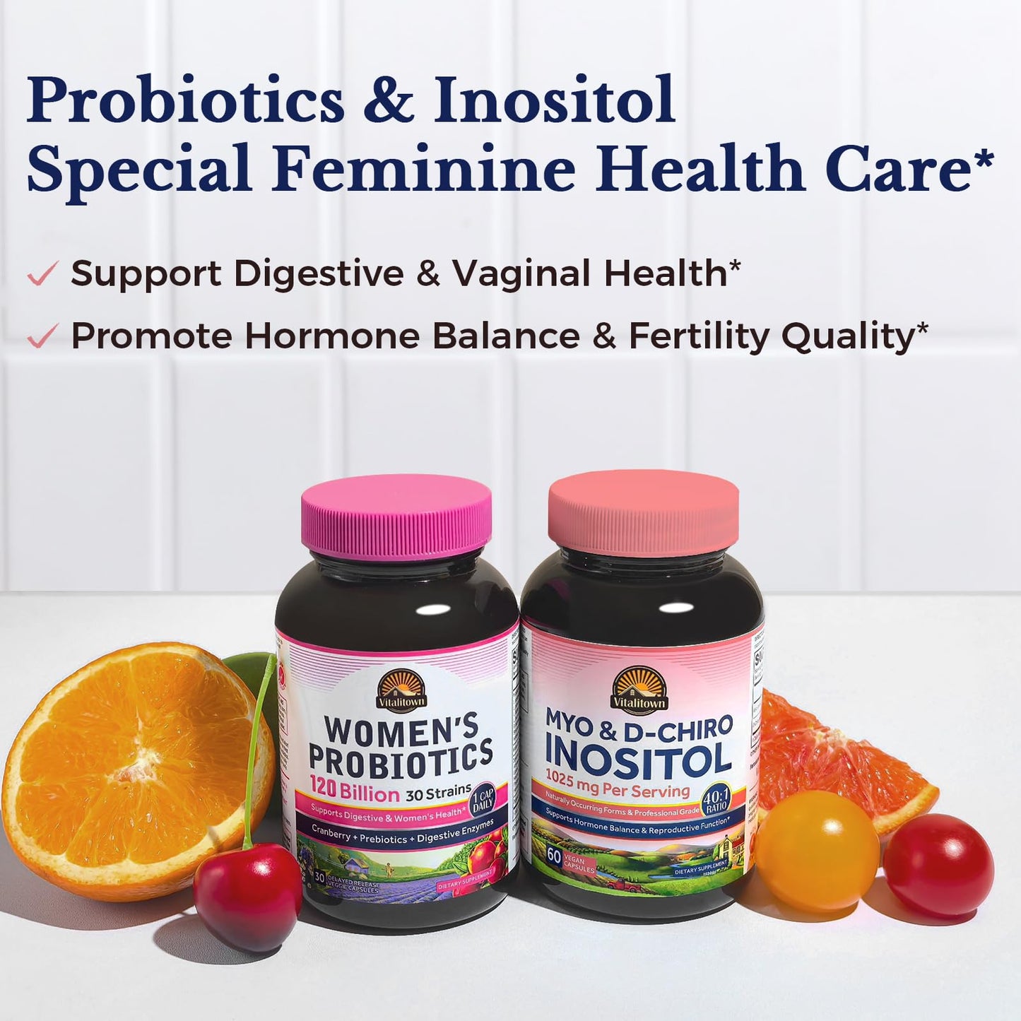 Vitalitown Inositol Supplement for Women, Myo-Inositol & D-Chiro Inositol, Ideal 40:1 Ratio, Hormone Balance & Healthy Ovarian Support for Women, Vitamin B8, Vegan, 60 Capsules, No Gluten VitalitownBuy Supplements Australia