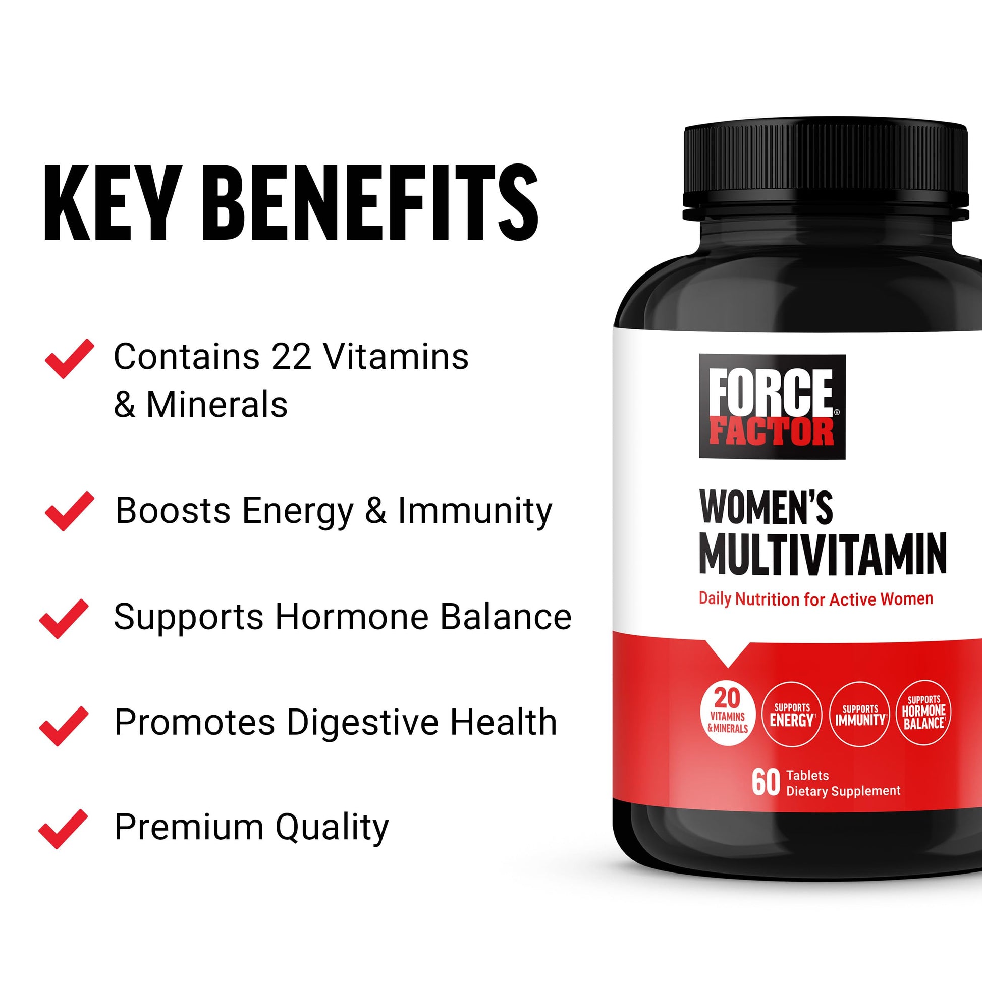 Force Factor Women’s Multivitamin, Multivitamin for Women to Support Hormone Balance, Energy, Immunity, and Gut Health, with 20 Vitamins & Minerals, Ashwagandha, Chasteberry, and More, 60 Tablets Force FactorBuy Supplements Australia