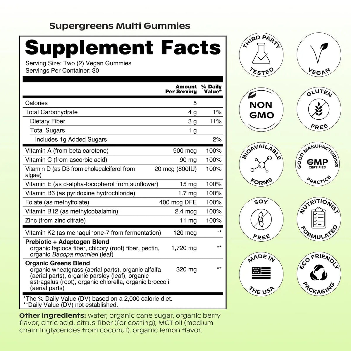 wholier Supergreens Multi Gummies, Daily Greens with Prebiotics, Fiber, Adaptogens, Plant-Based Multivitamin with 9 Essential Vitamins wholierBuy Supplements Australia