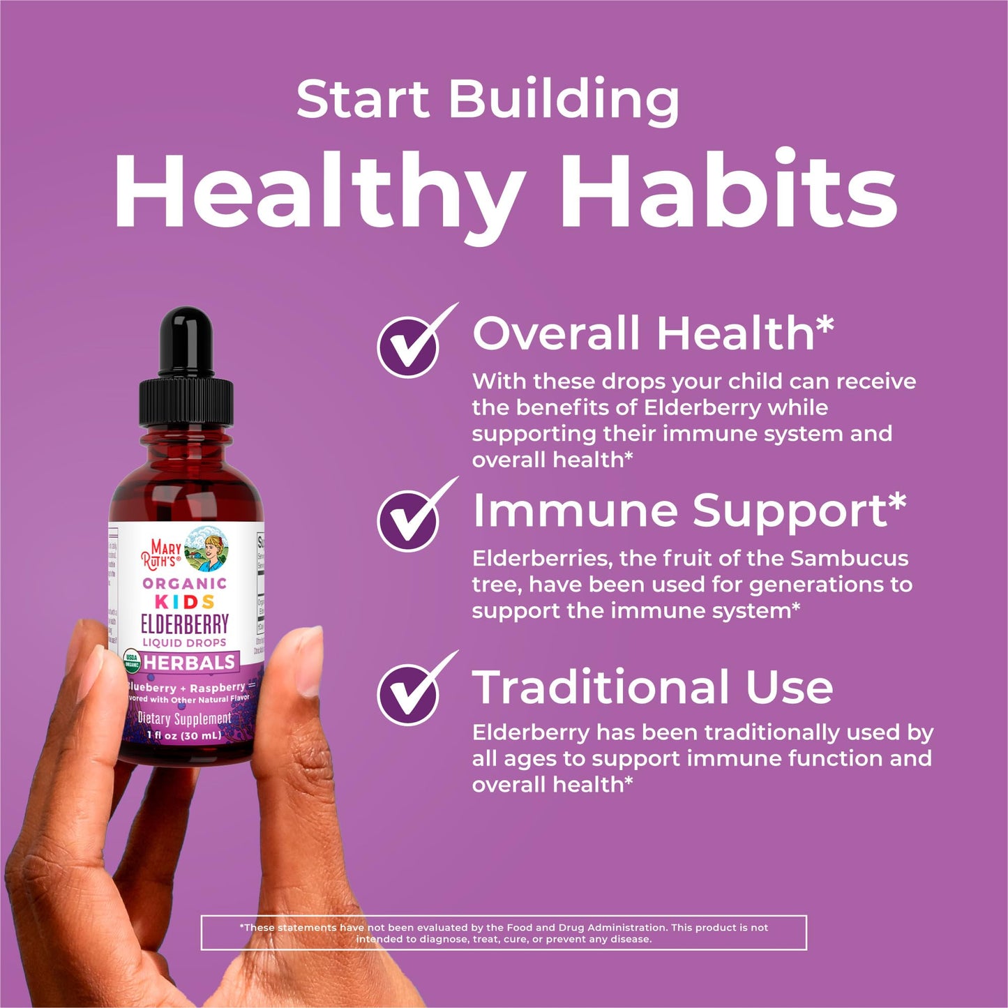 MaryRuth Organics USDA Organic Elderberry Liquid Drops for Kids | Vegan Elderberry Extract Organic Glycerin | Immune Support Supplement | Overall Health | Formulated for Ages 4-13 | 1oz MARYRUTH'SBuy Supplements Australia