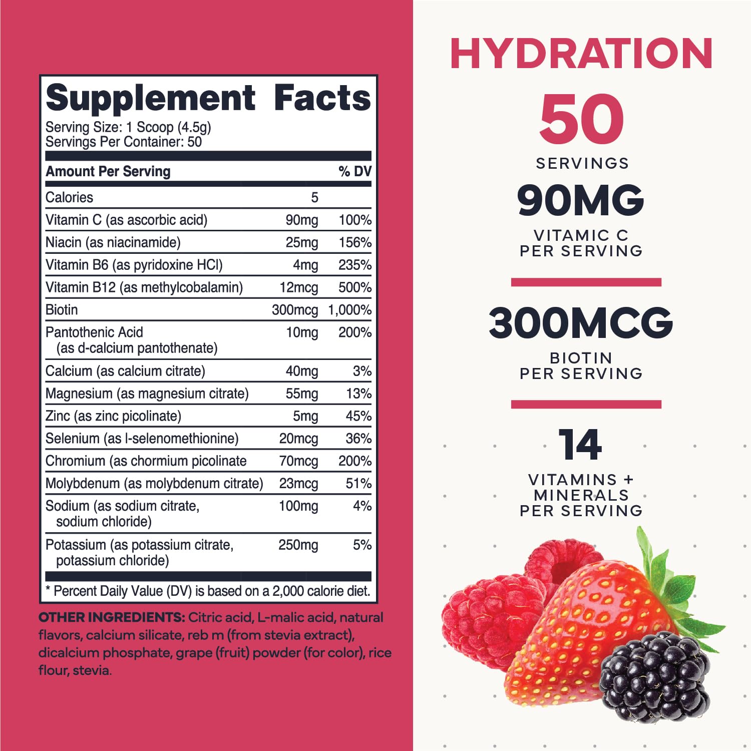 Type Zero Clean Electrolytes Hydration Powder Drink Mix + 14 Essential Vitamins & Minerals - Sugar Free, Zero Artificial Ingredients - Mixed Berry Flavor, 50 Servings Type ZeroBuy Supplements Australia