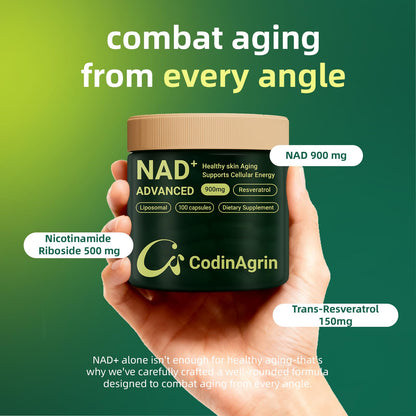 CodinAgrin NAD+ Supplement with Resveratrol 900mg Nicotinamide Adenine Dinucleotide Complex for Cellular Energy Repair, Anti-Aging & Mental Clarity Support, Non-GMO, Vegetarian Friendly, 100 Capsules CodinAgrinBuy Supplements Australia