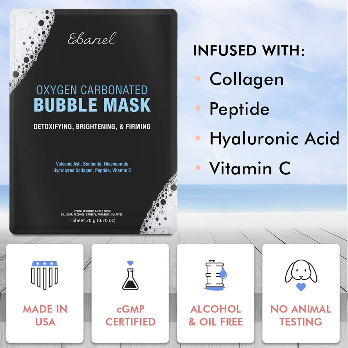 Ebanel Bundle of 15-Pack Collagen Face Mask, and 10-Pack Carbonated Bubble Clay Mask Ebanel buy supplements Au