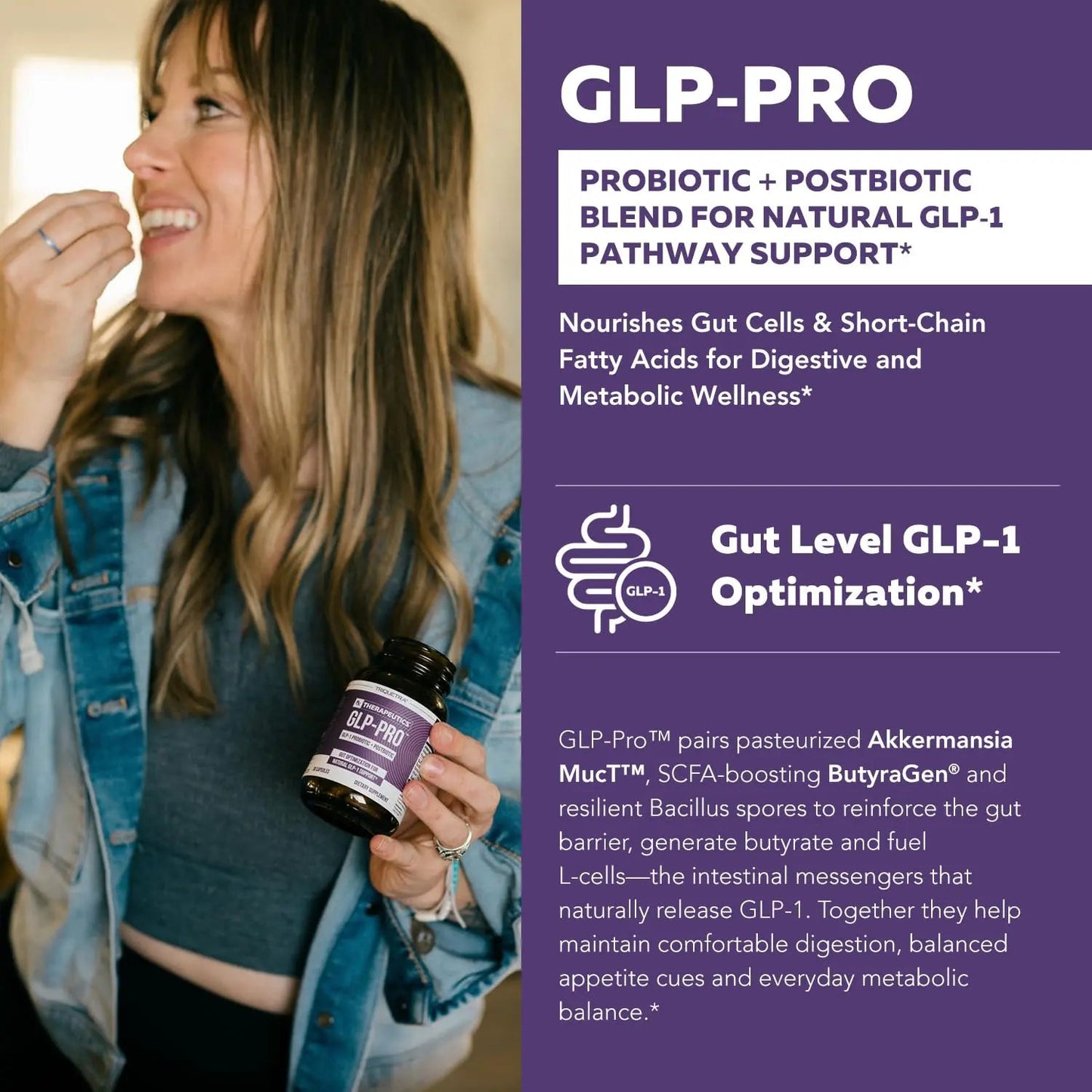 GLP-Pro™: Probiotic & Postbiotic Blend for Natural GLP-1 Support — Akkermansia MucT™, ButyraGen® Butyrate Generator & Spore Bacillus — Healthy Appetite, SCFA & Metabolic Balance — 30 Count Triquetra HealthBuy Supplements Australia