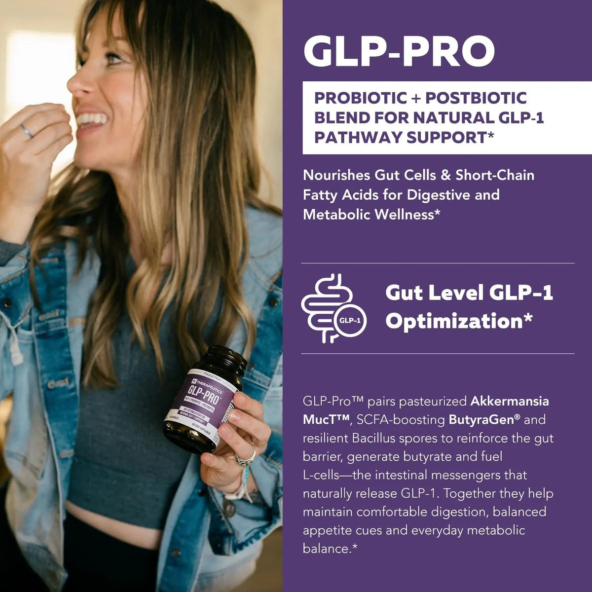 GLP-Pro™: Probiotic & Postbiotic Blend for Natural GLP-1 Support — Akkermansia MucT™, ButyraGen® Butyrate Generator & Spore Bacillus — Healthy Appetite, SCFA & Metabolic Balance — 30 Count Triquetra HealthBuy Supplements Australia