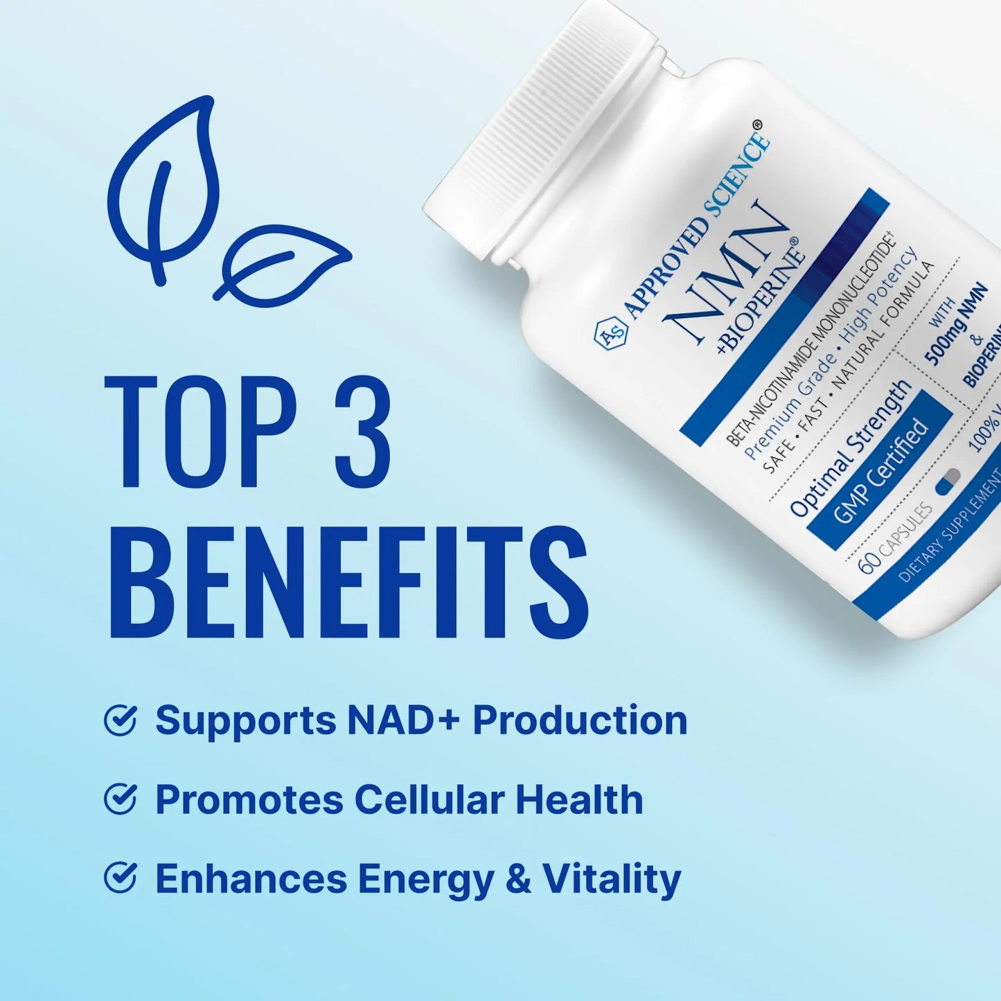 Approved Science NMN - 500mg Stable NMN - Cellular Energy, Healthy Aging - Pack of 1 - Made in USA - Vegan Approved ScienceBuy Supplements Australia