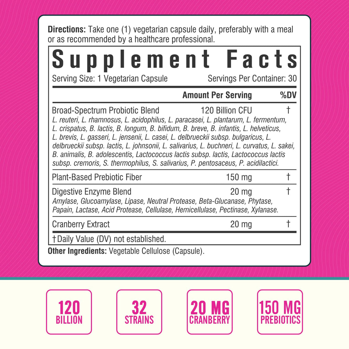 NordVida Women's Probiotic, 120 Billion & 32 Strains, Shelf Stable Probiotic for Gut NordvidaBuy Supplements Australia
