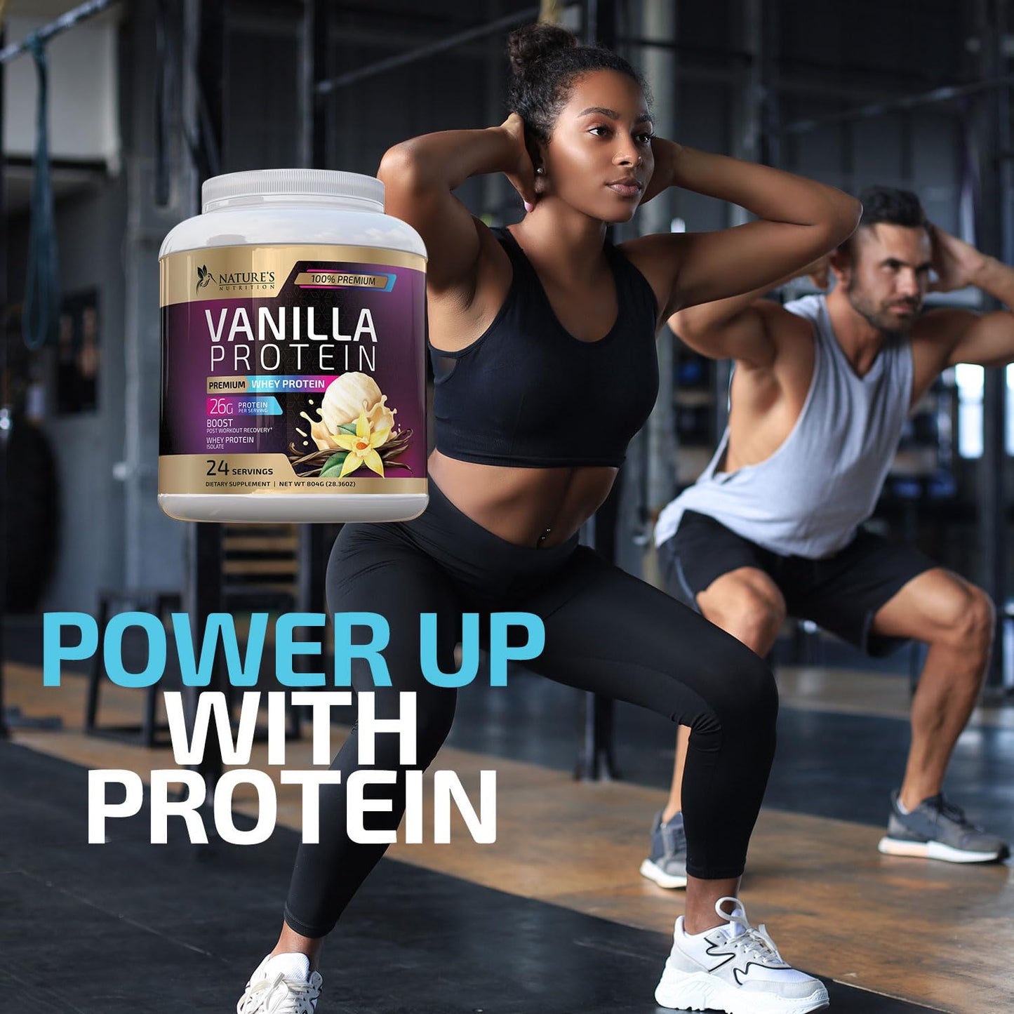 Whey Protein Powder 26g - Vanilla Ice Cream Whey Isolate Protein for Muscle Growth Nature's NutritionBuy Supplements Australia