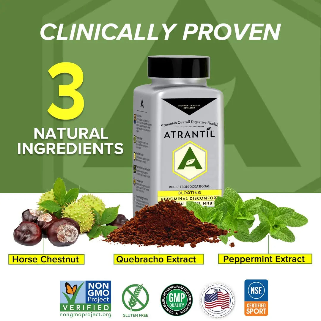 Atrantil 90 Capsules-Antioxidant Packed Polyphenol for Bloating and Gas Relief, Abdominal Discomfort, Constipation, Diarrhea, Postbiotic, Change in Bowel Habits and Everyday Digestive Health. AtrantilBuy Supplements Australia