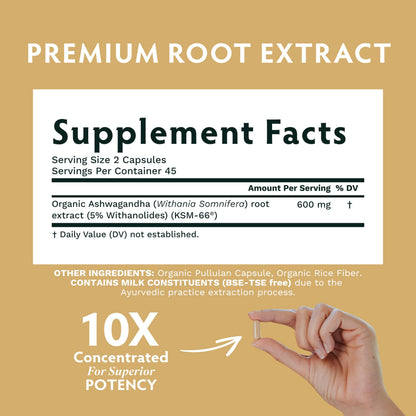 TRIBE ORGANICS Ashwagandha KSM 66 Pure Organic Root Powder Extract Ayurvedic Supplement - Focus, Mood Support, Increase Energy, Strength, 600mg of Natural KSM66 for Superior Absorption - 120 Capsules TRIBE ORGANICSBuy Supplements Australia