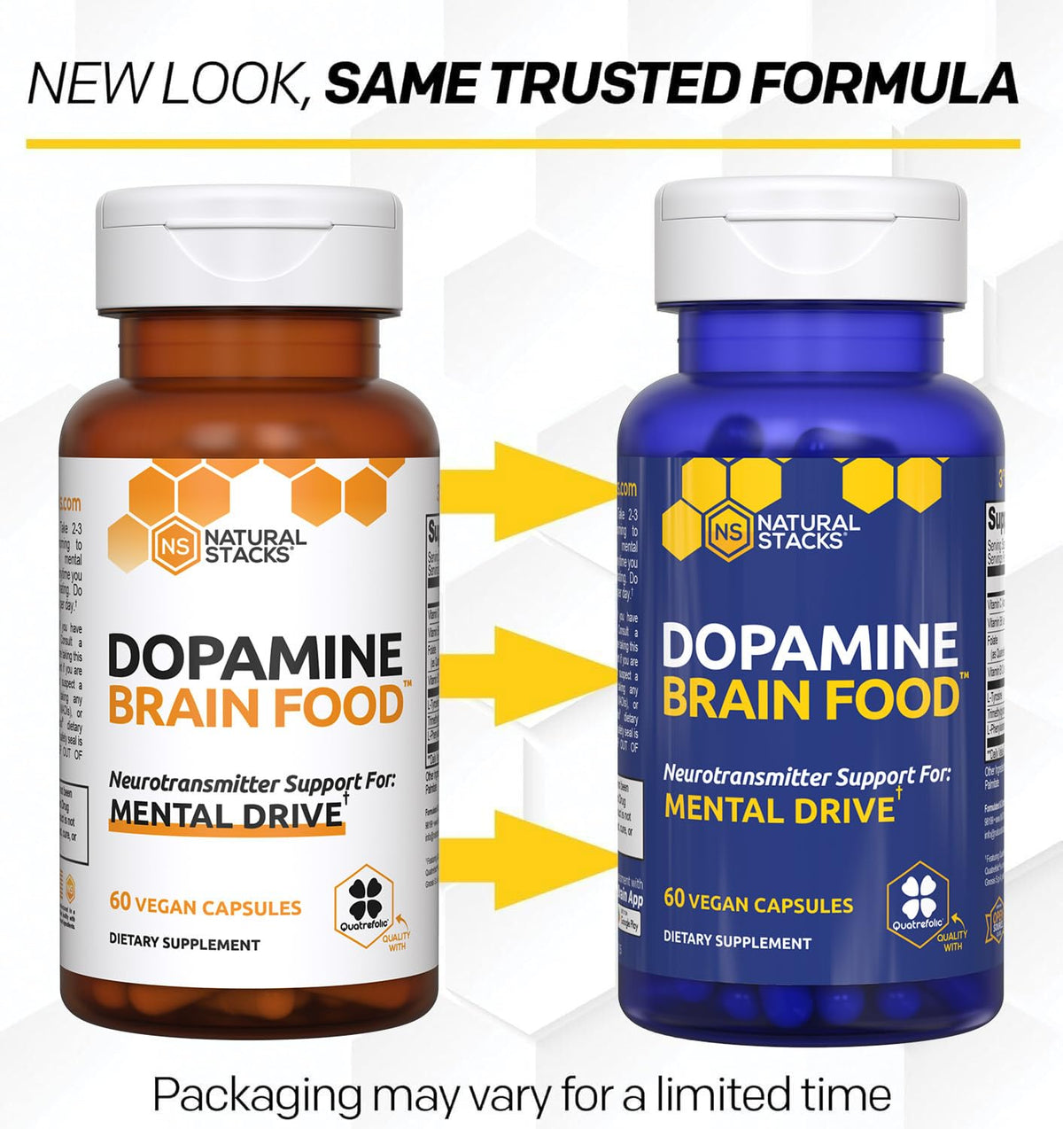 NATURAL STACKS Dopamine Brain Food - 650mg L-Tyrosine Supplement - Dopamine Supplement for Focus & Mental Drive - Supports Mental Energy - Neurotransmitter Support with B Vitamins - 60 Capsules NATURAL STACKSBuy Supplements Australia