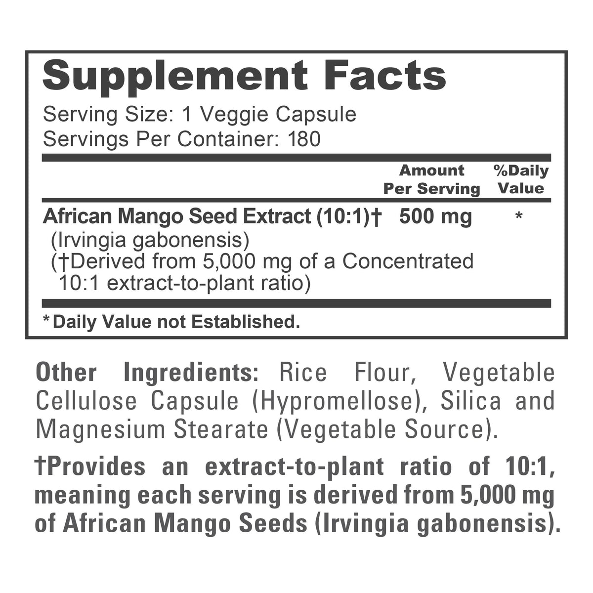 NusaPure African Mango 10:1 Extract, 500 mg Equivalent to 5,000 mg per Veggie Caps 180 Capsules (Non-GMO, Vegan) NusaPureBuy Supplements Australia
