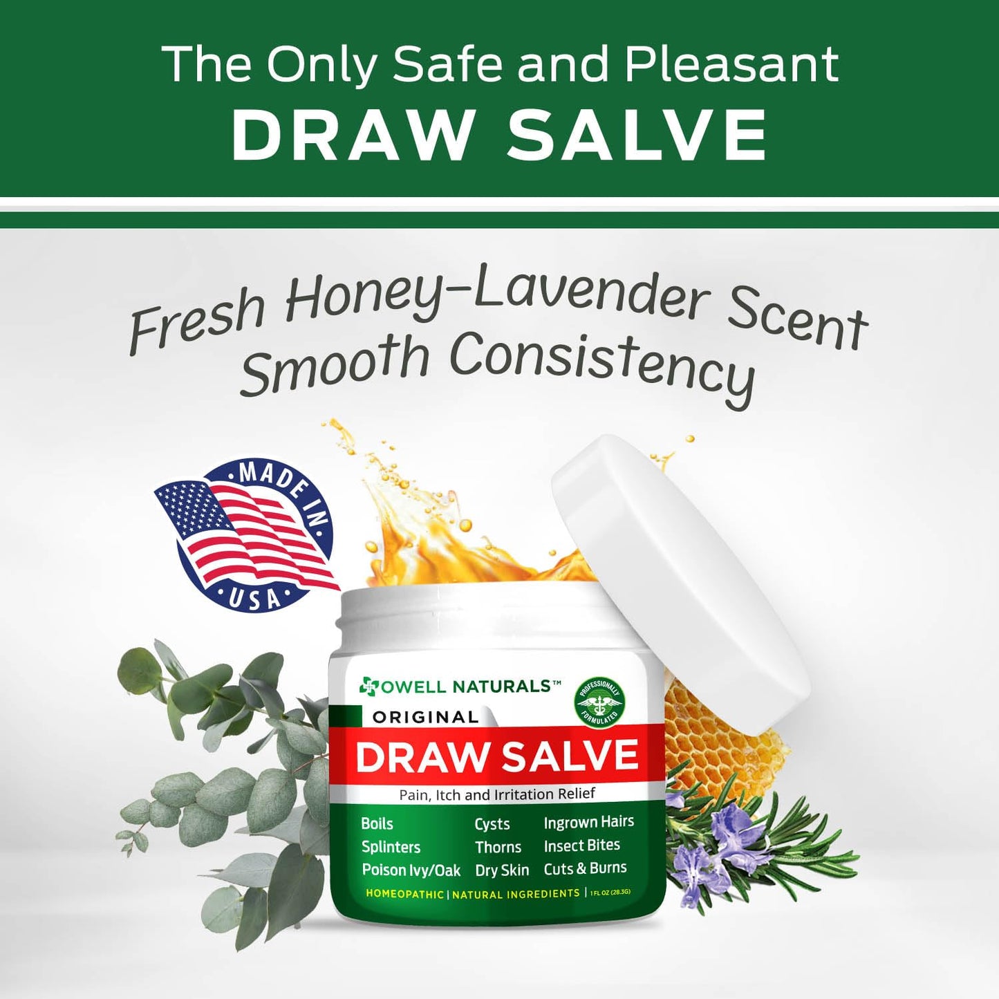OWELL Naturals Drawing Salve Ointment for Boil & Cyst Removal, Deep Ingrown Hair, Splinter Remover, Bug Spider Bites, Bee Sting, Mosquito Itching, Poison Ivy Owell Naturals buy supplements Au