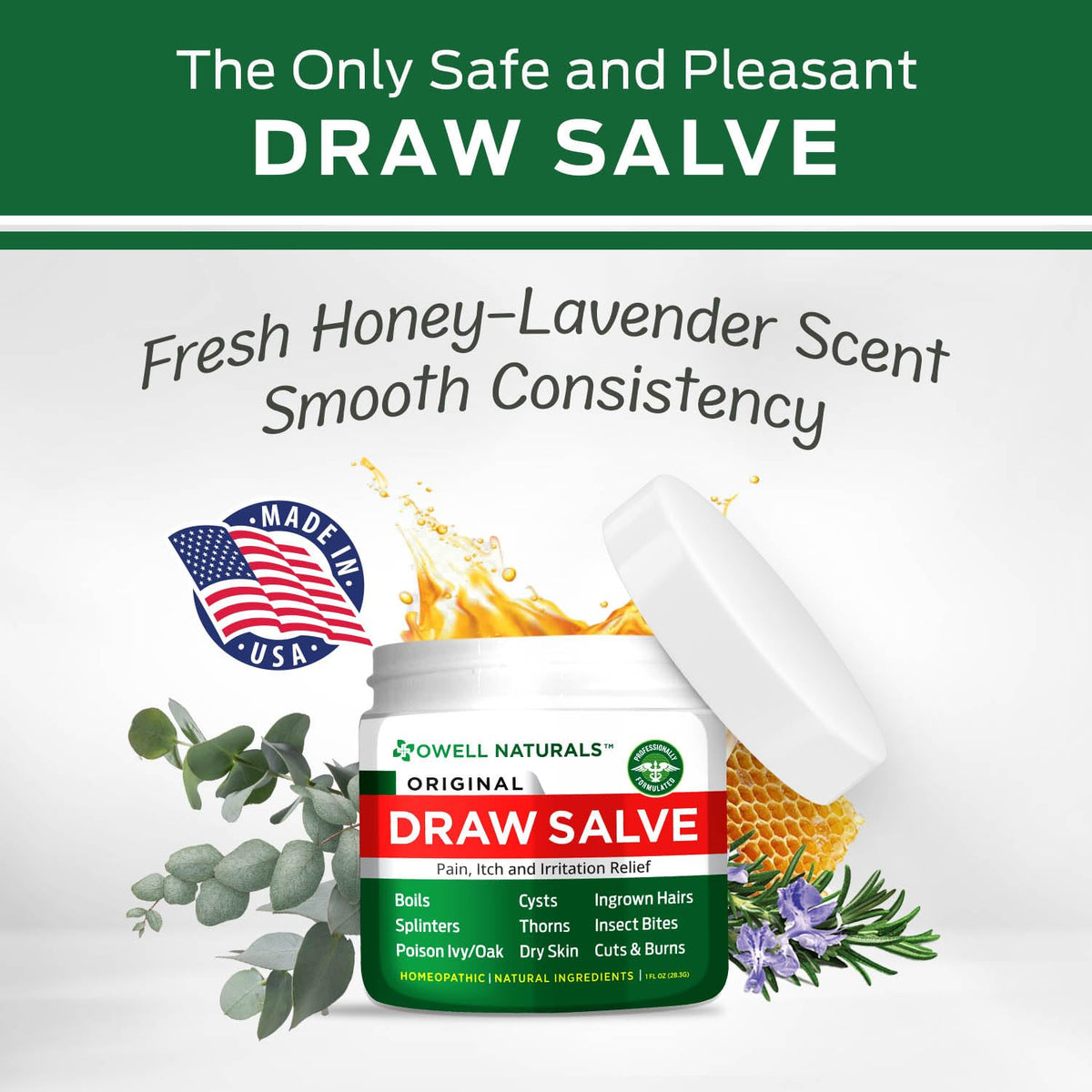 OWELL Naturals Drawing Salve Ointment for Boil & Cyst Removal, Deep Ingrown Hair, Splinter Remover, Bug Spider Bites, Bee Sting, Mosquito Itching, Poison Ivy Owell Naturals buy supplements Au